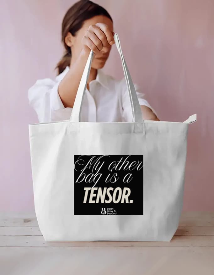 My Other Bag Is a Tensor, tote bag in White, back view