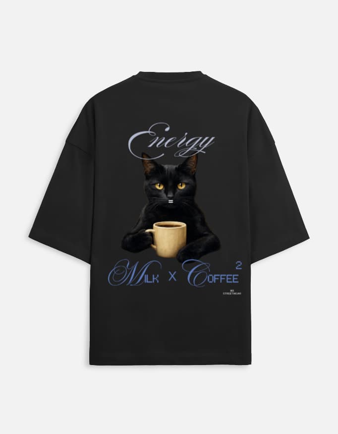 Energy = Milk x Coffee² oversized terry tee in Black, back