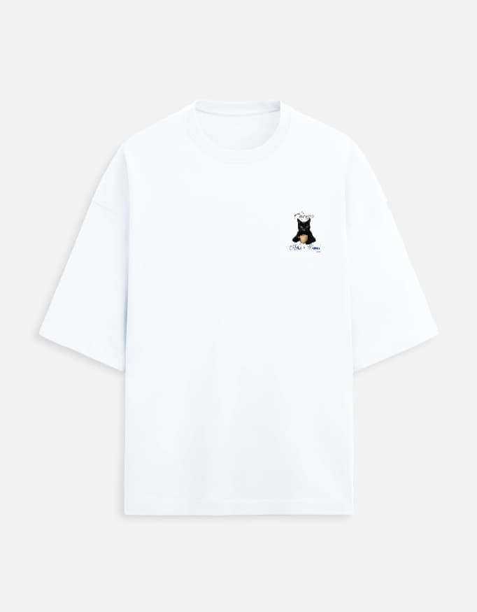 Energy = Milk x Coffee² oversized terry tee in White, front
