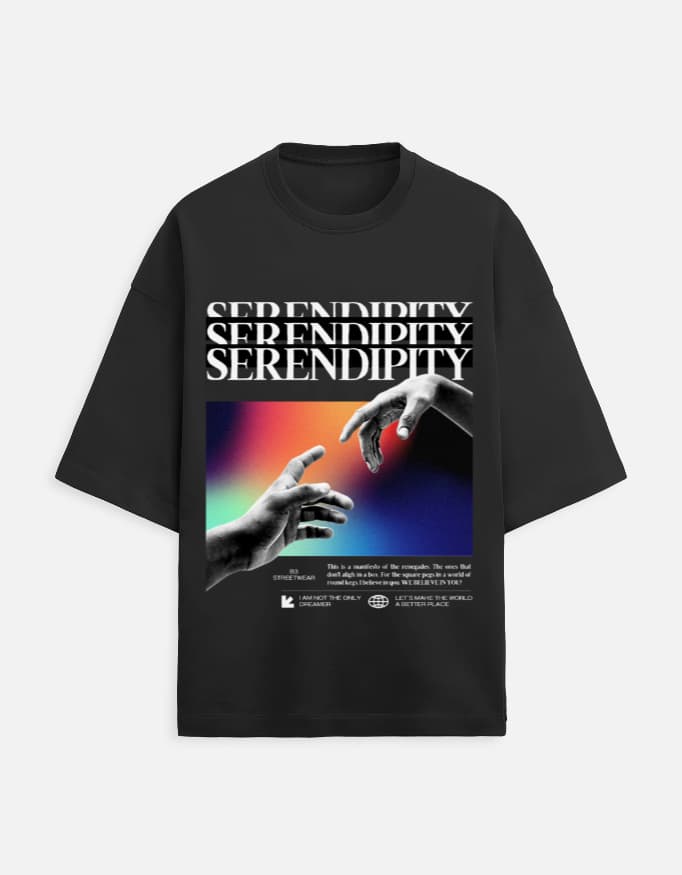 Serendipity oversized terry tee in Black, front