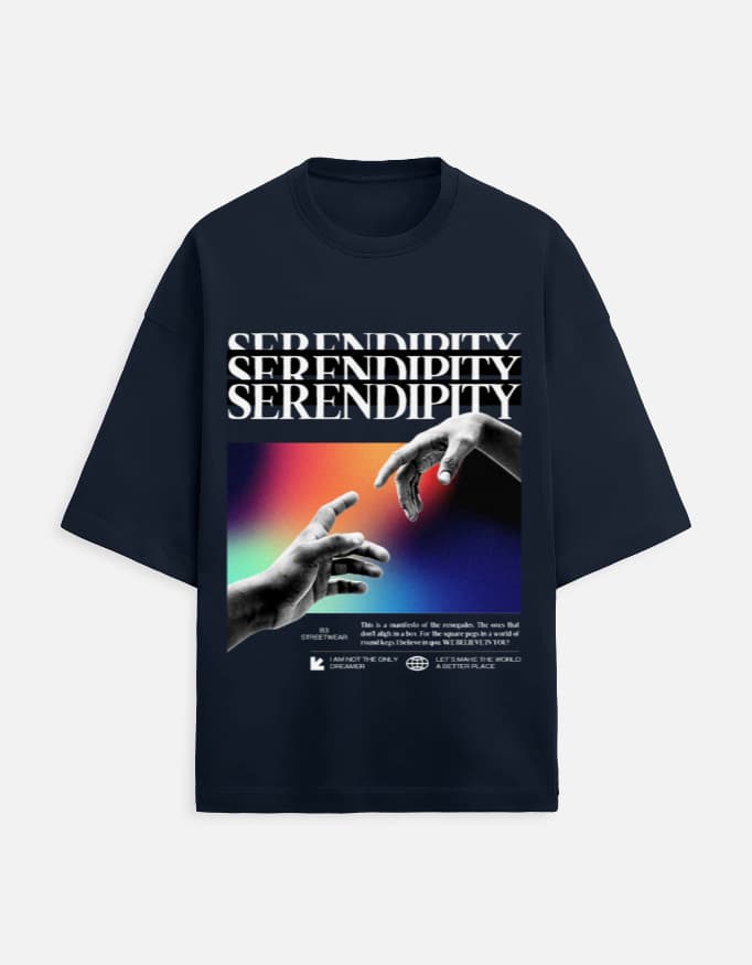 Serendipity oversized terry tee in Navy Blue, front