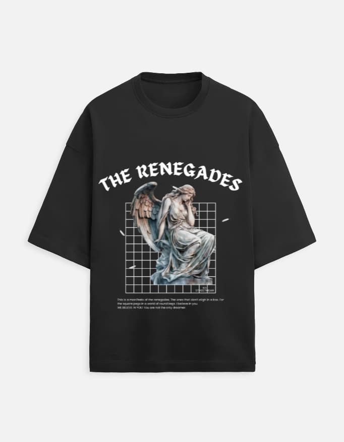 The Renegades oversized terry tee in Black, front